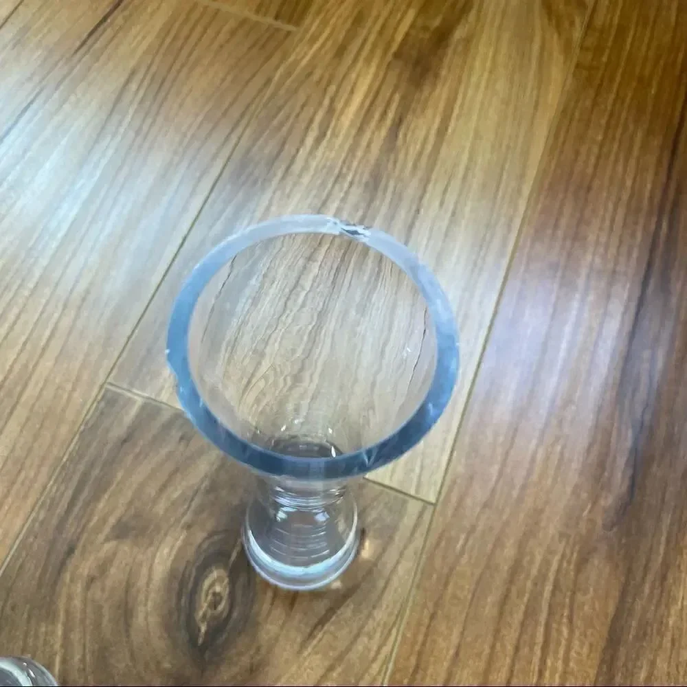 Set of 3 Narrow Fluted Glass Vases